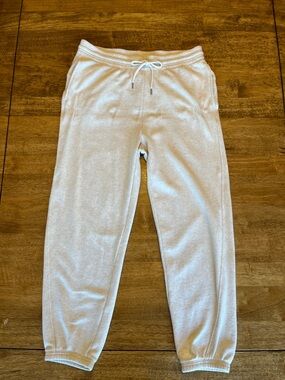 AERIE Oatmeal Jogger Sweatpants elastic waist & functional drawstring. Large